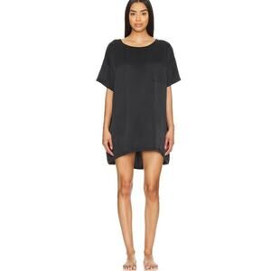 Lunya S Black Tee Blouse Washable Silk Oversized Sleep Shirt Pullover NEW NWT